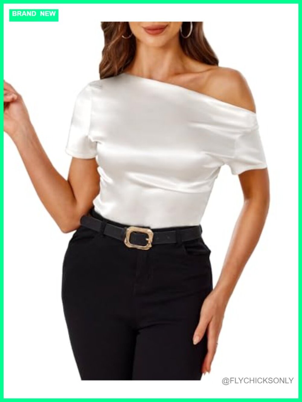 Off Shoulder Silk Satin Blouse Dressy Casual Short Sleeve Ruched Top